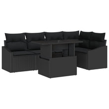Tuin Sofa Set Set Van 6 Zwart Polyethyleen Riet Tuin Sofa Set