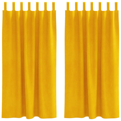 Blackout Gordijnen 2 Stuks Velours Mosterdgeel 140 x 175 cm met hanglussen