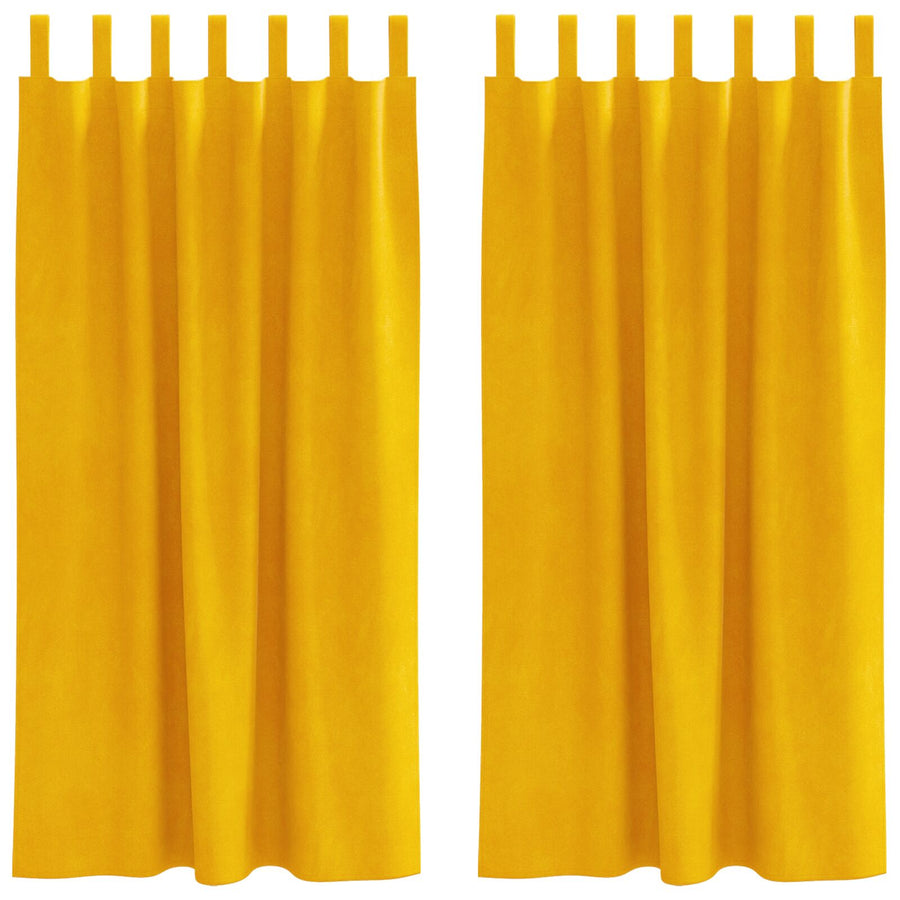 Blackout Gordijnen 2 Stuks Velours Mosterdgeel 140 x 175 cm met hanglussen
