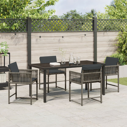 5-Delige Tuin Eetset Met Kussens Grijs Poly Riet