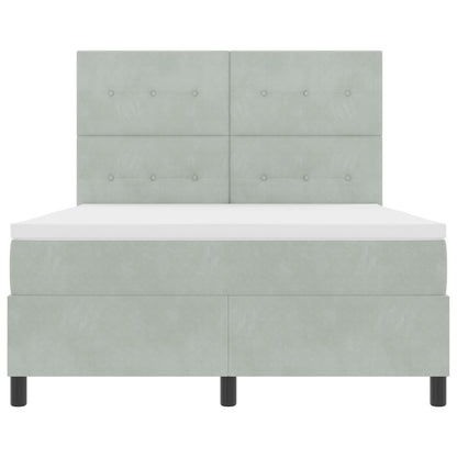Boxspringbed Met Matras Lichtgrijs 140X190 Cm Velvet Blauw