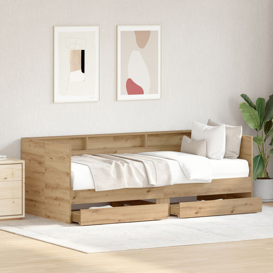 Daybed In Artisanale Eik Artisanale Eik Bewerkt Hout 100 X 200 Cm Ambachtelijk Eiken