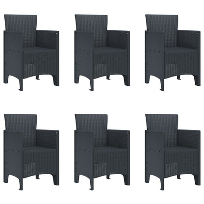 7 Delige Tuin Eettafelset Anthraciet Poly Rattan
