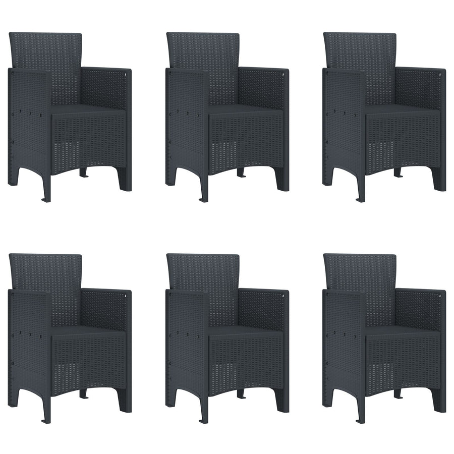 7 Delige Tuin Eettafelset Anthraciet Poly Rattan
