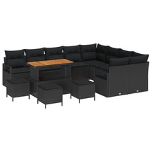 13-Delige Tuinsofa Set Met Kussens Zwart Poly Rattan Acacia, 2-Zits Tuinsofa Met Opbergruimte & Kussens Zwart Poly Rattan, 4-Delige Tuin Eetset Met Kussens Zwart Poly Rattan Acacia Wit