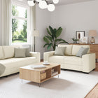 Bench 2 pcs Beige 221 x 80 x 82 cm Linen-blend fabric