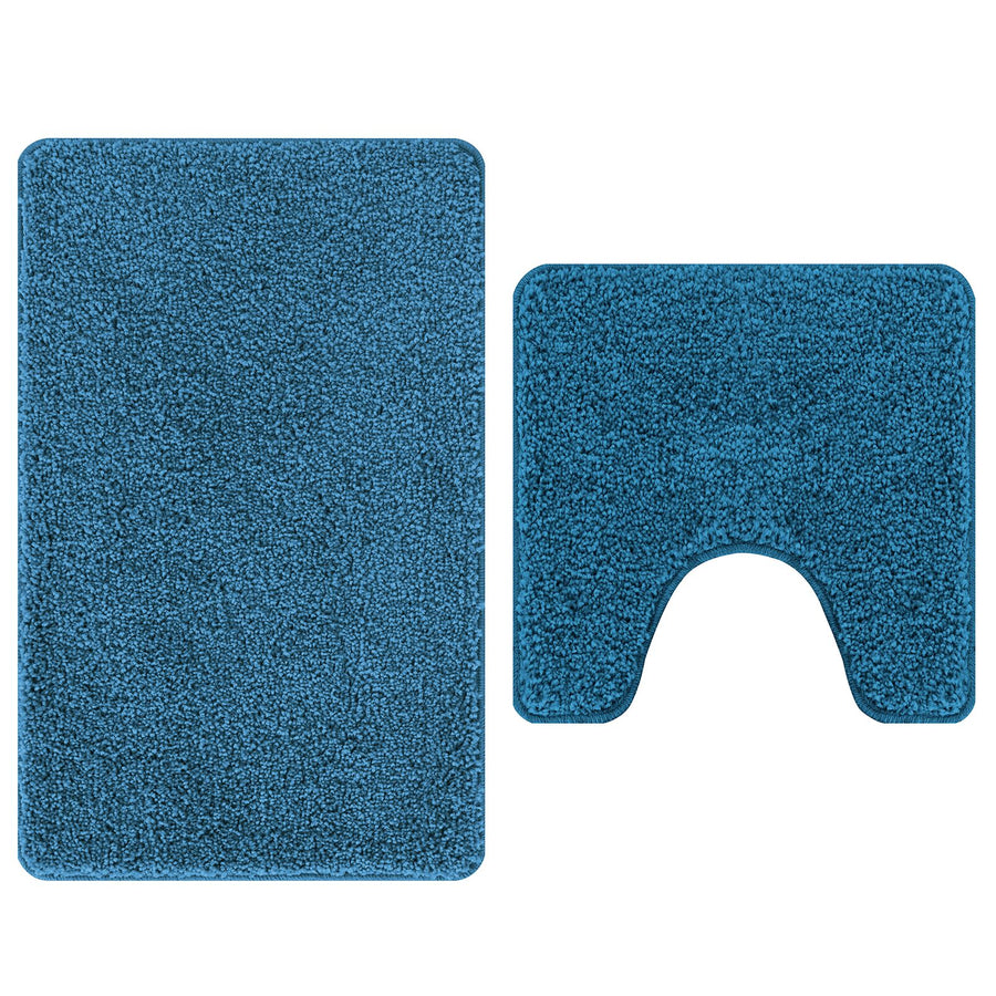 2-Delige Badmatset Polypropyleen Antislip Blauw