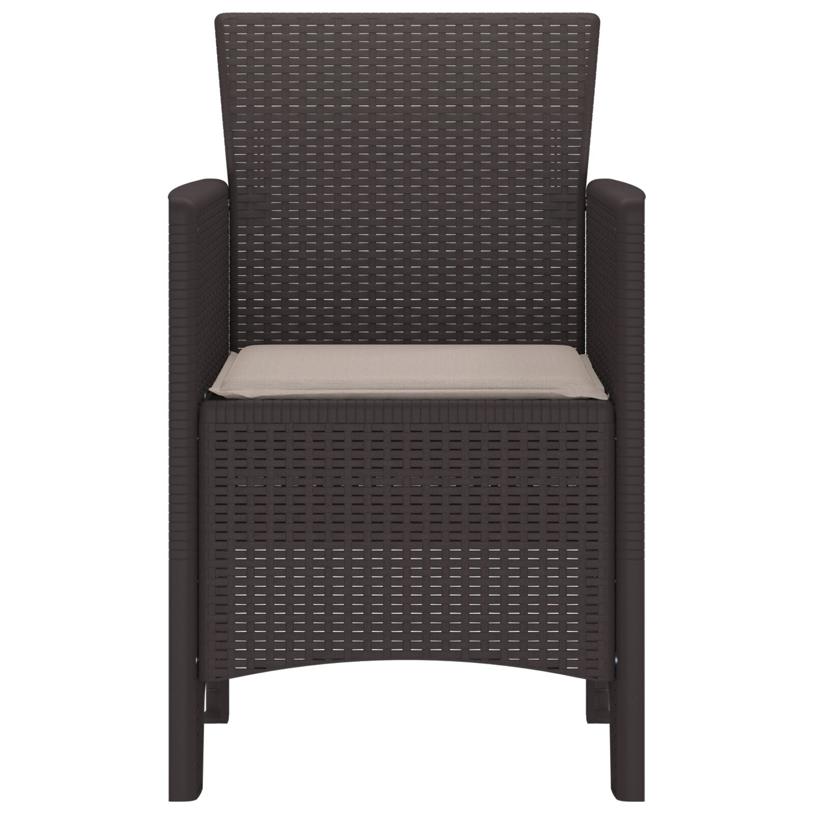Tuinstoelen Met Kussens Set Van 2 , Plastic, Polyester Taupe Bruin
