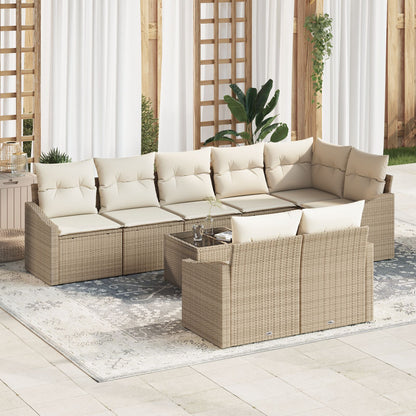9-Delige Tuin Eetset Met Kussens Bruin Poly Rattan