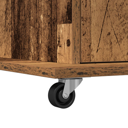 Leskantoor Podium Met Wielen Oud Hout Bewerkt Hout