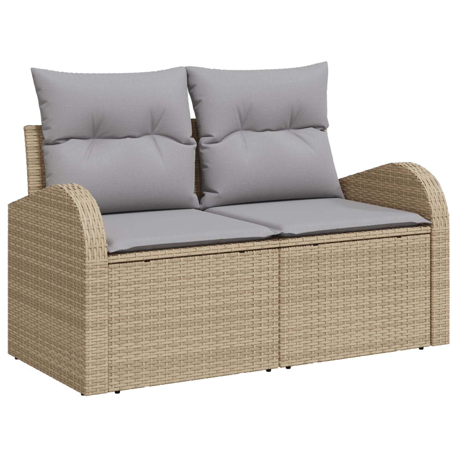 4-Delige Tuin Sofa Set Met Kussens Beige Poly Rattan, 2-Zits Tuin Sofa Met Opbergruimte & Kussens Beige Poly Rattan Wit