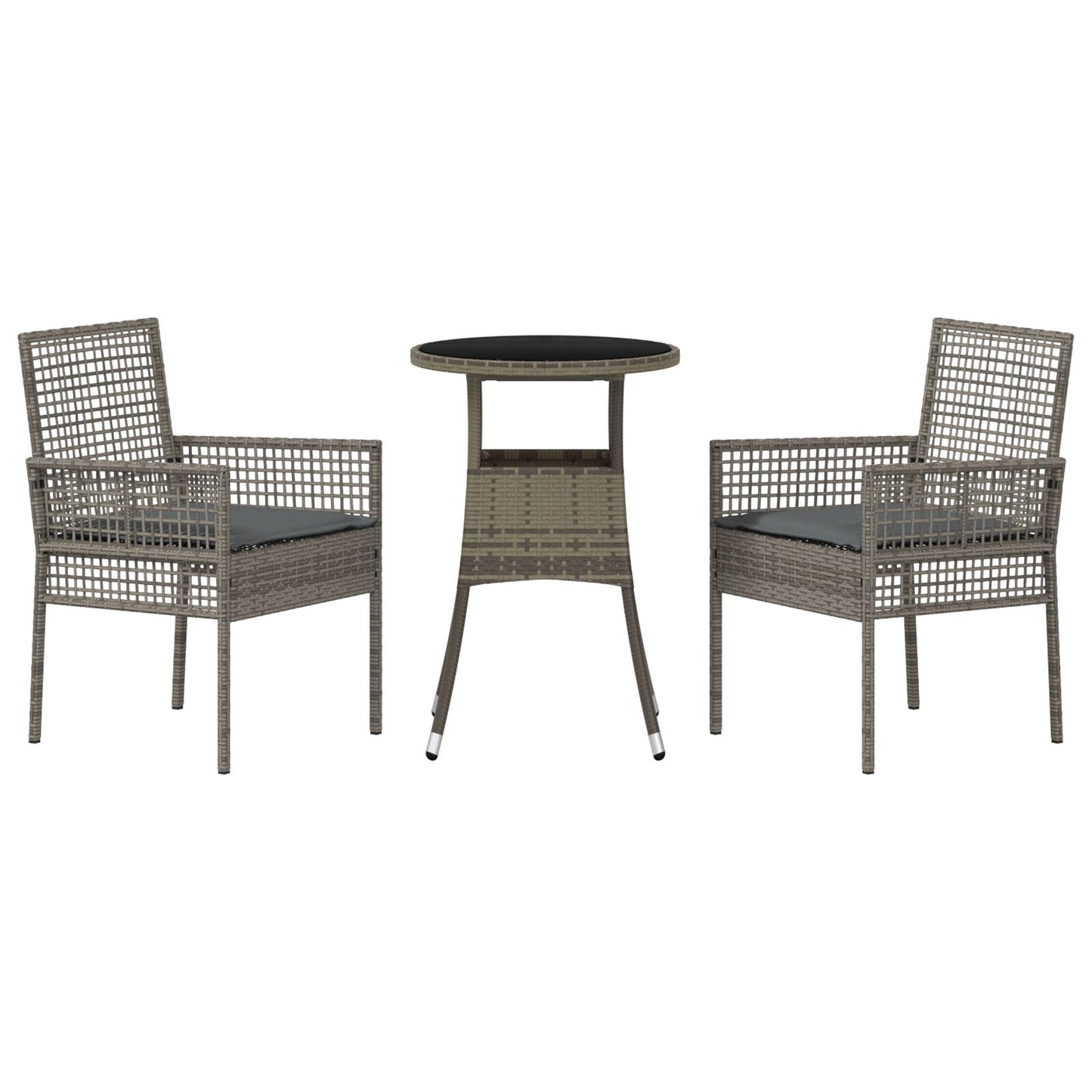 3 Delige Tuin Eetset Grijs Poly Rattan