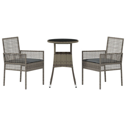 3 Delige Tuin Eetset Grijs Poly Rattan