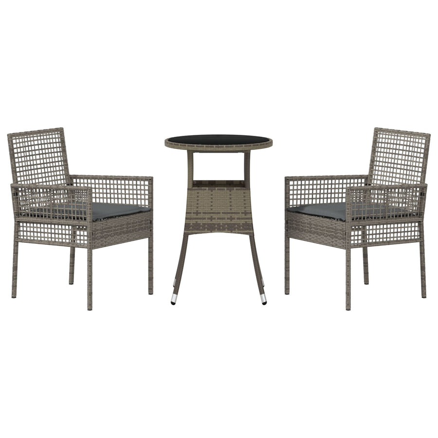 3 Delige Tuin Eetset Grijs Poly Rattan