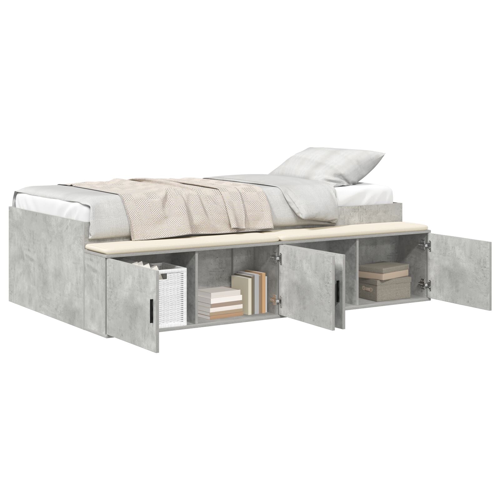 Opslagbedframe Betonnen Grijs 80X200 Cm