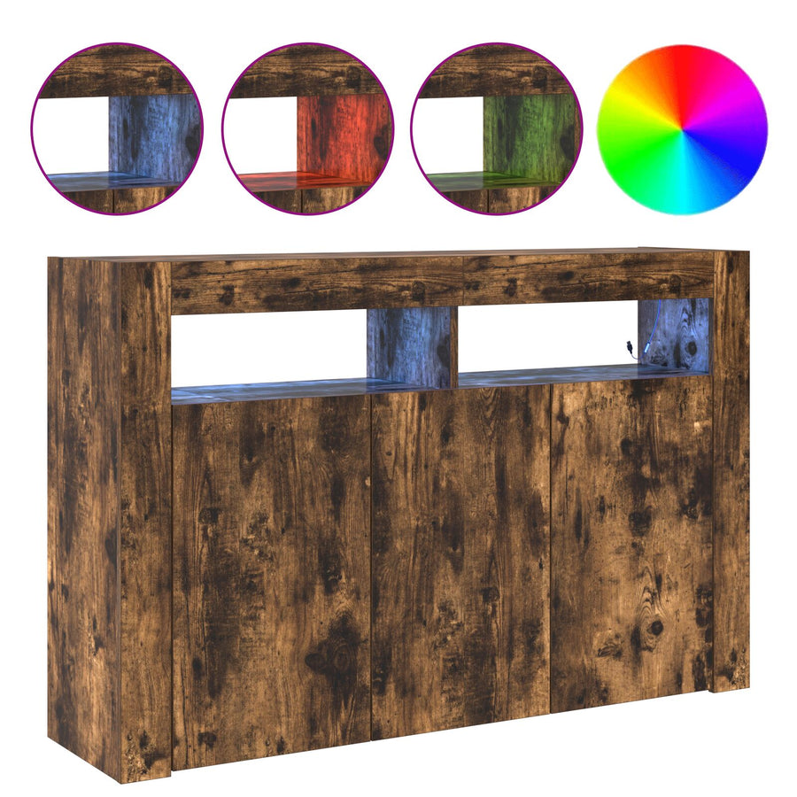 Dressoir Samengesteld Hout 116 X 30 X 75 Cm Gerookt Eiken