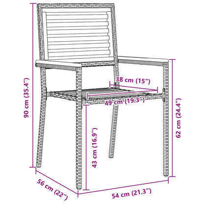 Stapelbare Tuinstoelen Met Kussens - 2 Stuks - - Poly Rattan Beige Hout