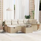 Outdoor Sofa Set with cushions 7 pcs Beige and Cream poly rattan