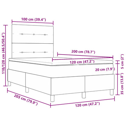 Boxspring Bed Met Matras Lichtgrijs 120X200 Cm Fluweel Blauw