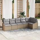 Garden Bench Set with Cushions 6 pcs Beige and Light Grey poly rattan