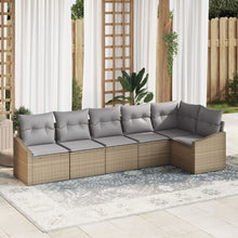 Tuin Sofa Set Set Van 6 Beige Riet, Polyester Stof Buitensofa