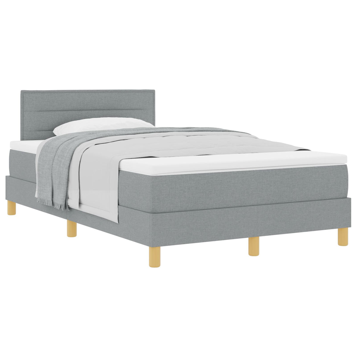 Boxspringbed Met Matras Lichtgrijs 120X190 Cm Stof Blauw