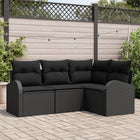 Garden Sofa Set 4 pcs Black poly rattan