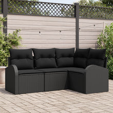 4-Delige Tuinsofa Set Met Kussens Poly Rattan Zwart zonder tafel