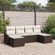 6-Delige Tuin Eetset Met Kussens Bruin Poly Rattan