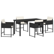 5 Delige Tuin Eettafel Set Met Kussens Zwart Poly Rattan