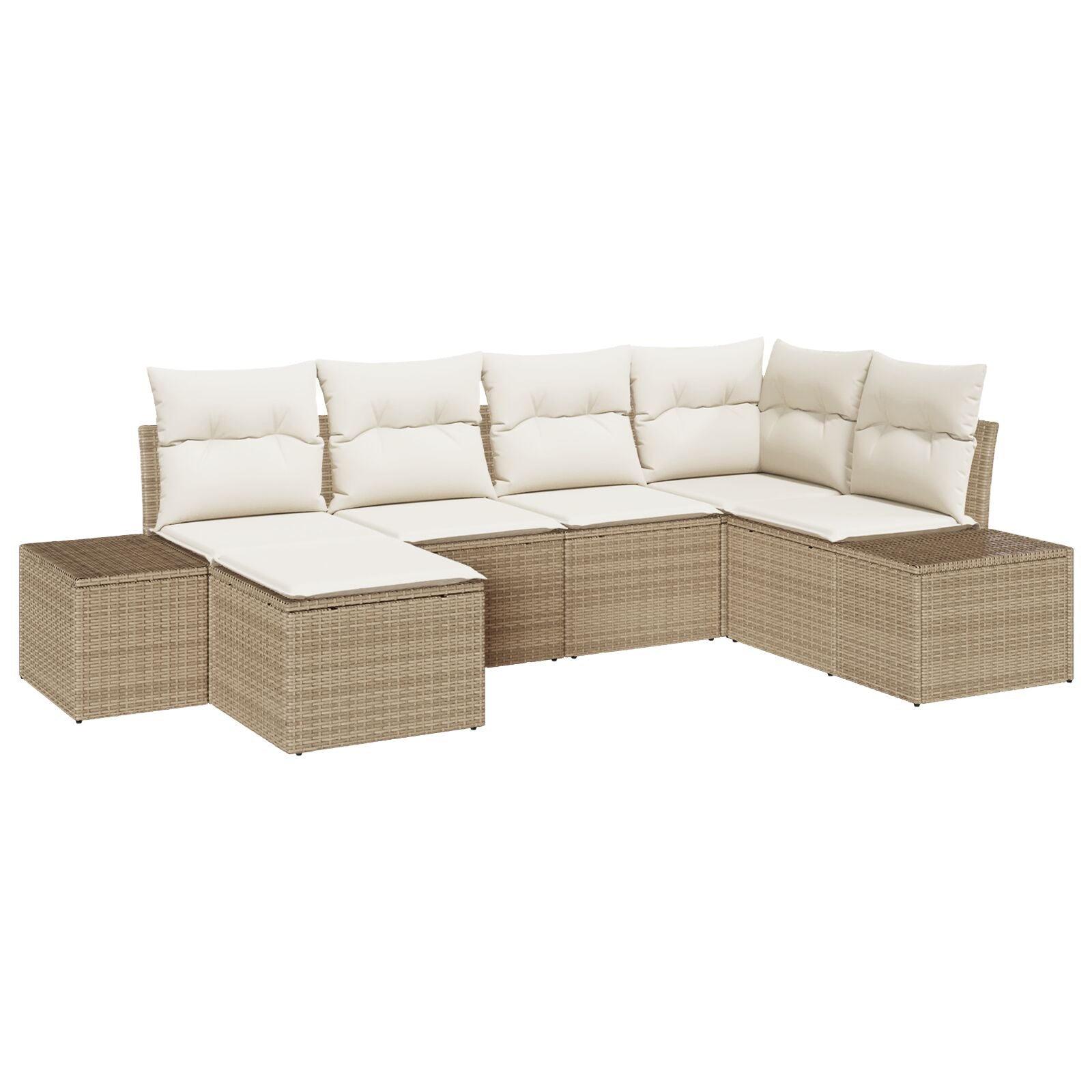 6-Delige Tuinsalonset Met Kussens Beige Poly Rattan