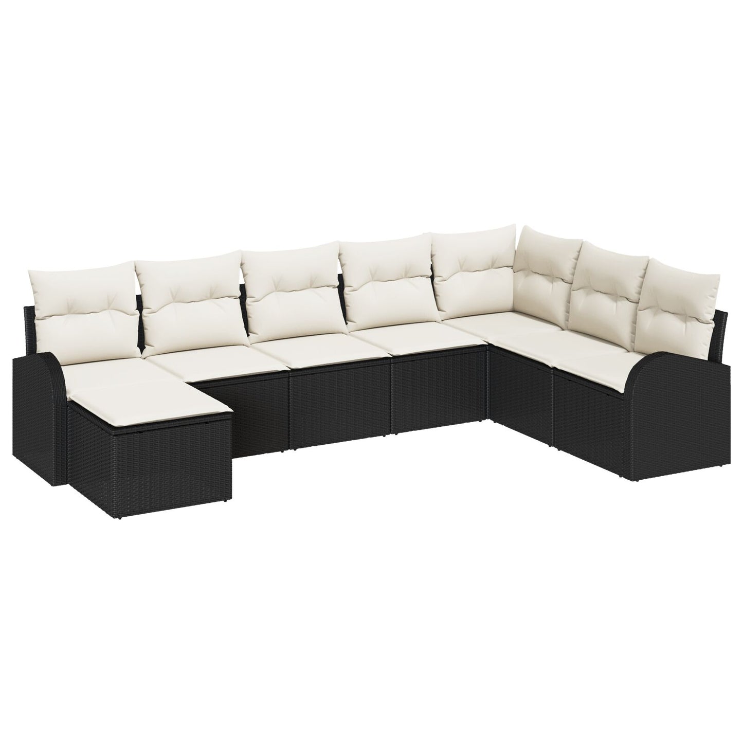 8-Delige Tuinsalonset Met Kussens Zwart Poly Rattan