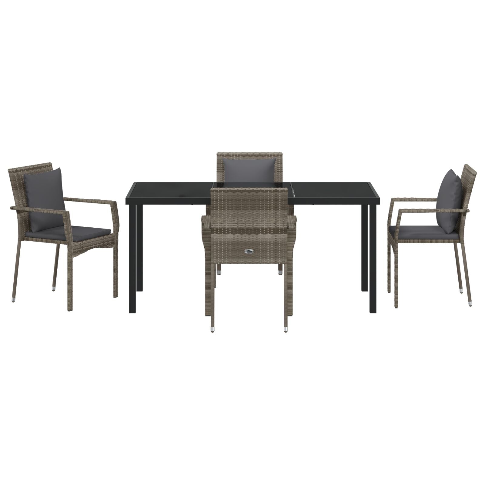 5-Delige Tuinset Met Kussens Grijs Poly Rattan