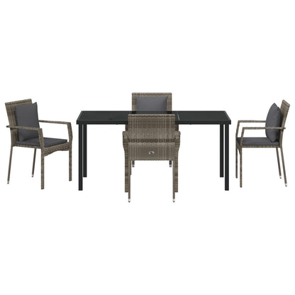 5-Delige Tuinset Met Kussens Grijs Poly Rattan