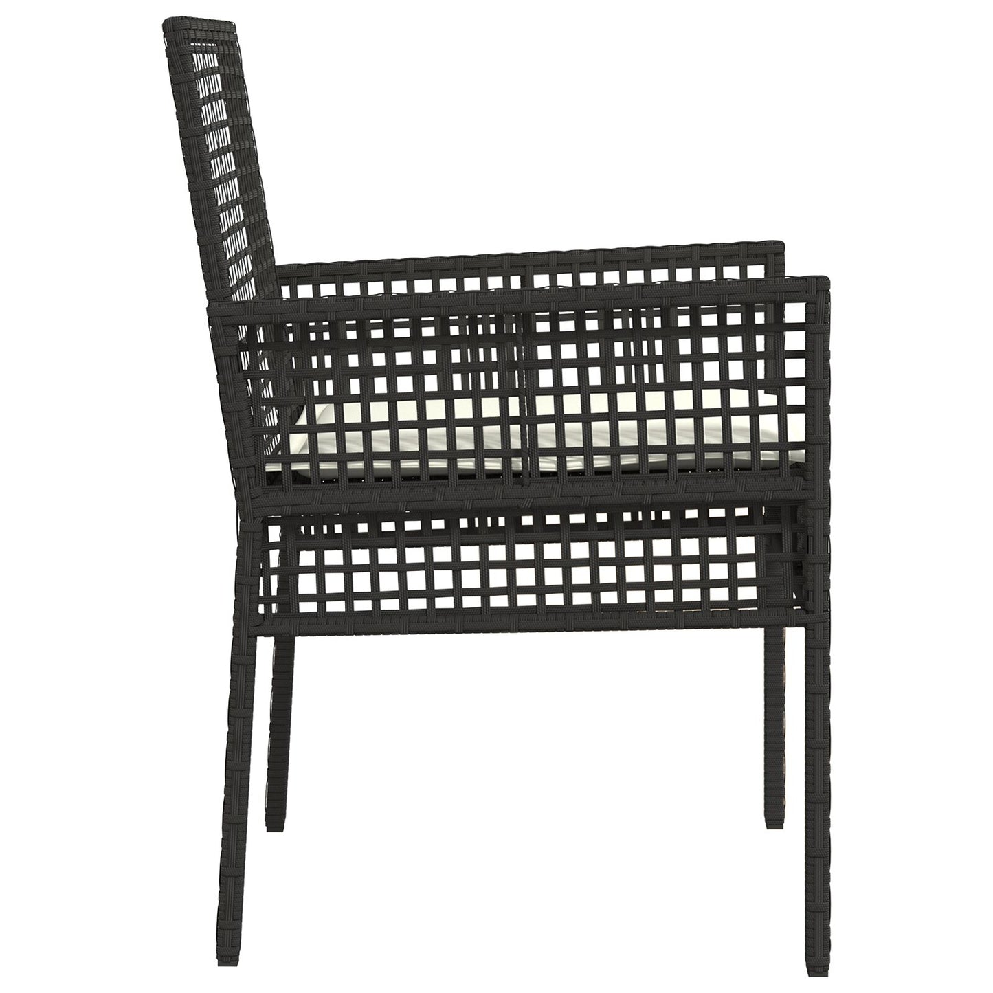 Tuinstoelen 2 Stuks Met Kussens Poly Rattan Zwart en crème