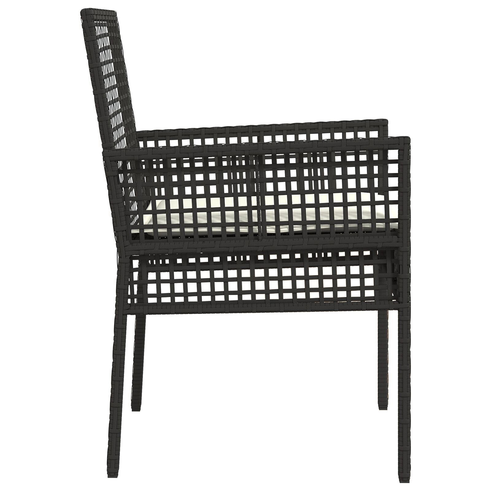 Tuinstoelen 2 Stuks Met Kussens Poly Rattan Zwart en crème