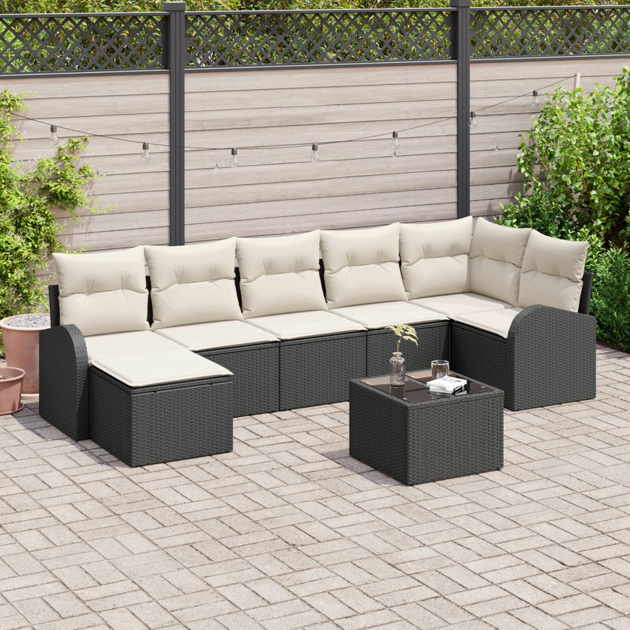 7-Delige Tuin Sofa Set Met Kussens Bruin Poly Rattan