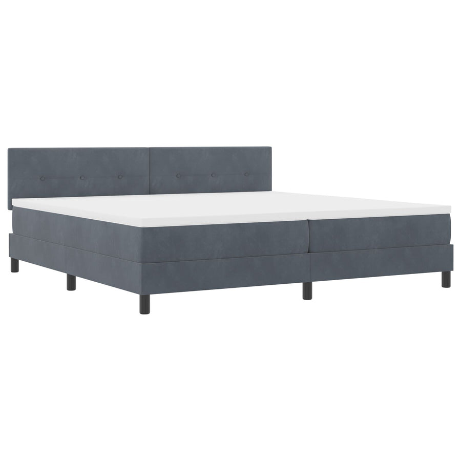 Boxspringbed Met Matras Donkergrijs 200X200 Cm Velvet Blauw