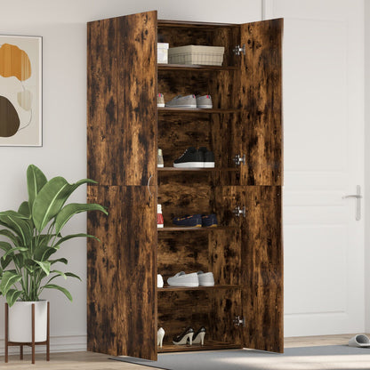 Schoenkast Gerookt Eiken Bewerkt Hout Schoenrek Rechthoekig
