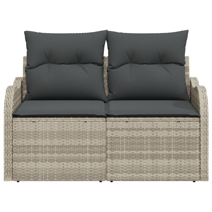 2-Zits Tuinbank Met Kussens Poly Rattan Lichtgrijs zonder opslag