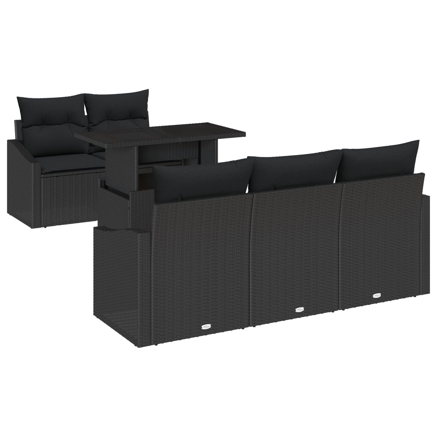 Tuin Sofa Set Set Van 6 Zwart Rattan, Polyester Buiten Sofa Set
