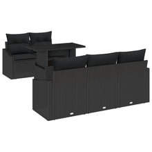 Tuin Sofa Set Set Van 6 Zwart Rattan, Polyester Buiten Sofa Set