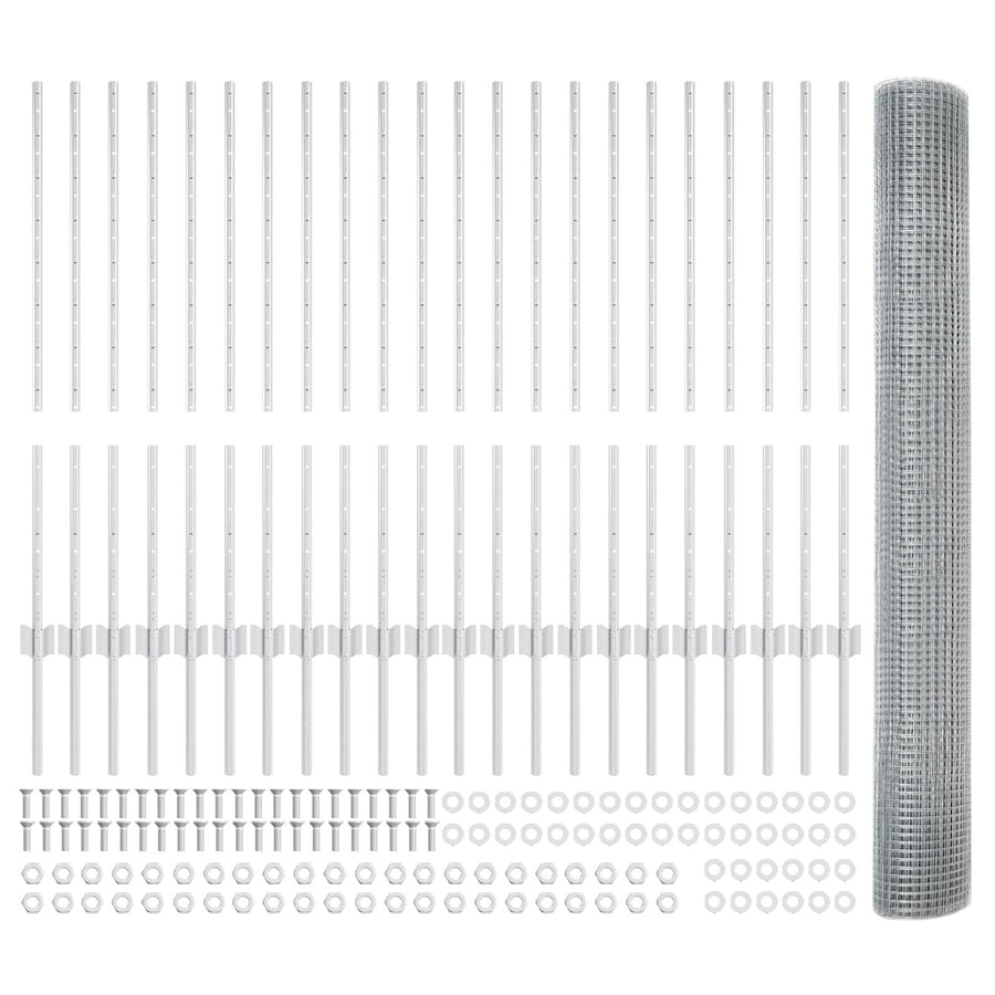 gegalvaniseerd draadhek met 44 U-palen zilver 1x50 m staal