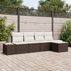 Garden Sofa Set with cushions 5 pcs Brown and Cream poly rattan