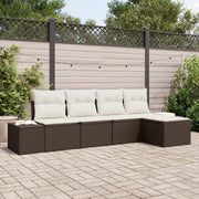 Loungeset poly rattan 5-delig bruin crème