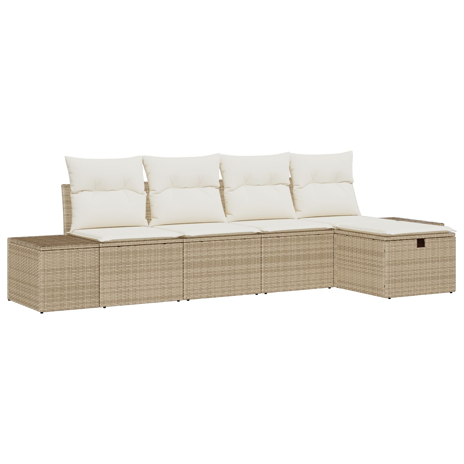 5-Delige Tuin Sofa Set Met Kussens Beige Poly Riet Wit