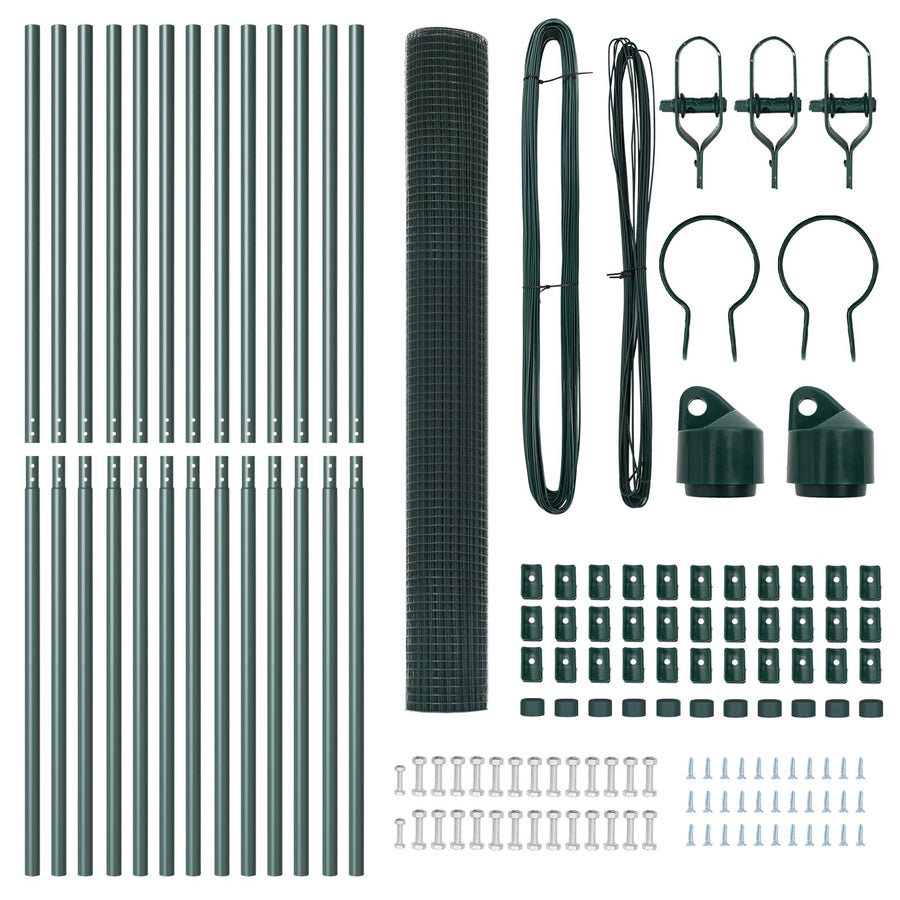 Heipalen Set Set Van 2 Groen Gepoedercoat Staal 25 X 1,5 M Gegalvaniseerd Staal