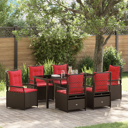 7-Delige Tuin Eetset Bruin Poly Rattan