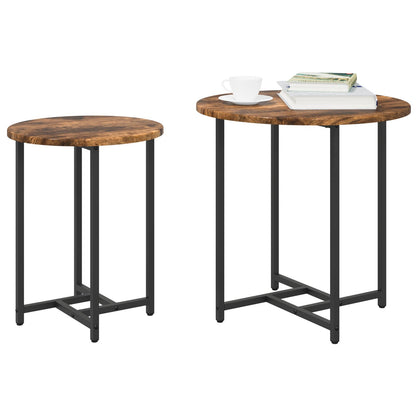 Bijzettafel Set Van 2 Saemelproduct En Metaal Gerookt eiken