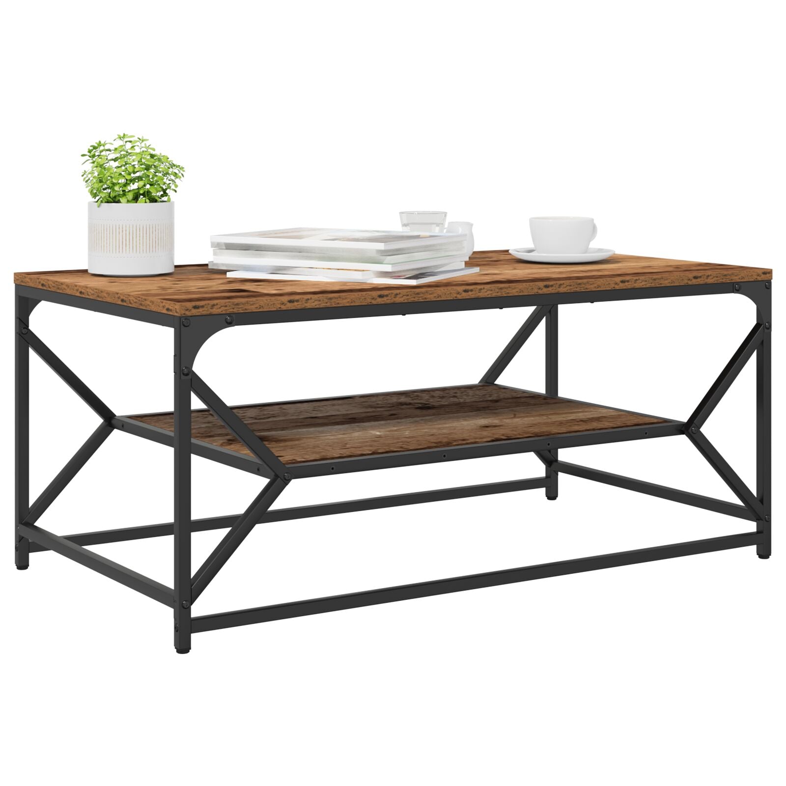 Salontafel Met Opbergplank Geengineerd Hout Oud hout 90 x 50 x 40 cm